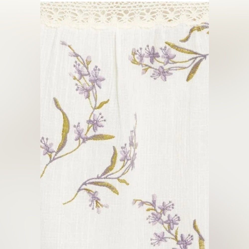 La Vie Rebecca Taylor Patchwork Floral Prairie Midi Dress Cotton Lace Trim - Picture 5 of 15